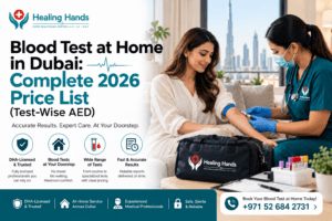 Blood test at home in Dubai – 2026 price list by Healing Hands.